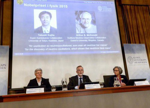 Die Königlich-Schwedische Akademie der Wissenschaften präsentierte am Dienstag die beiden Nobelpreisträger für Physik.