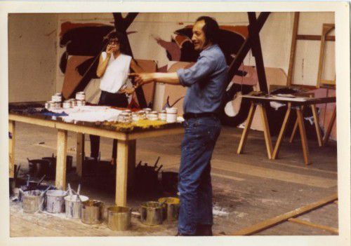 Joan Mitchell und Norman Bluhm in seinem Atelier im Juni 1971.