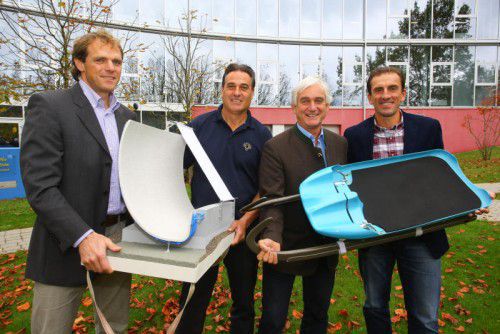 Machen sich für das neue Eissportzentrum stark: Reinhard Poller, Manfred Heinzelmaier, ÖRV-Präsident Michael Bielowski und Markus Prock.