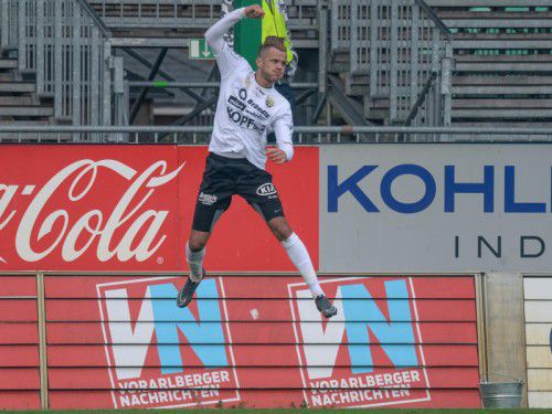Altachs Goalgetter Danijel Gasovic hatte nach seinem Doppelpack allen Grund zur Freude.