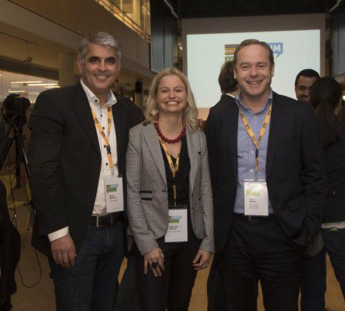 Markus Hämmerle (Zima, l.), Katharina Stückler (Russmedia Digital) sowie Elmar Wittwer (Alpla).