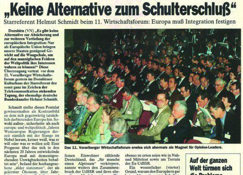 VN-Bericht vom 10. November. Rund 500 Gäste hörten dem Starredner des Abends zu. 21 Jahre später schwärmen sie immer noch.