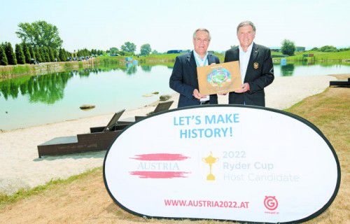 Die Initiatoren der Ryder-Cup-Bewerbung: Siegfried Wolf, Besitzer des Fontana Golf Clubs, und ÖGV-Präsident Peter Enzinger.