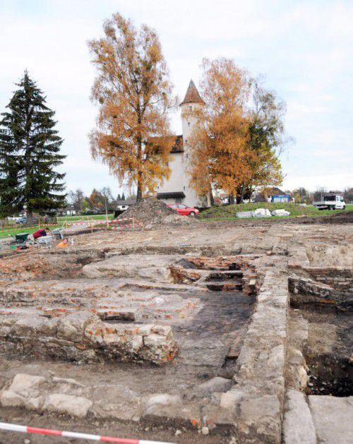 Experten informieren über die Grabungen bei der Mittelweiherburg.