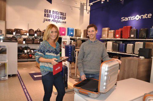 Mit dem digitalen Koffershop zum Anfassen werden die Vorteile des stationären Handels mit denen eines Online-Shops kombiniert.