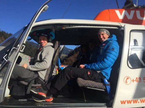 Nach dem Training ging es mit dem Hubschrauber nach Val d’Isere.