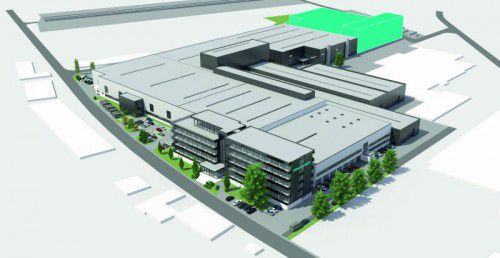 Geplant ist eine Halle mit Produktions- und Lagerflächen, Tiefgarage und Hochregallager. 