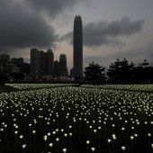 Riesiger Lichterteppich in Hongkong
