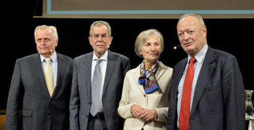 Hundstorfer, Van der Bellen, Griss und Khol (v. l.) werden das Fairnessabkommen unterzeichnen.