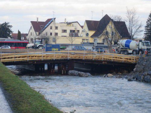 In der Endphase: die Arbeiten bei Dornbirns Sägerbrücke.