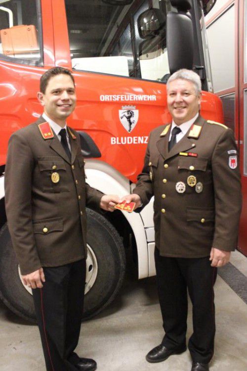 Jürgen Pösel (l.) ist der neue Kommandant der Feuerwehr Bludenz.
