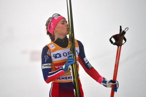 Lokalmatadorin Therese Johaug nach ihrem Sieg in Oslo.