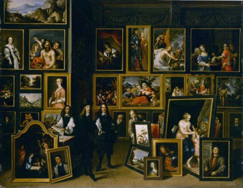 David Teniers d. J.: „Erzherzog Leopold Wilhelm in seiner Gemäldegalerie in Brüssel“, um 1653, Harrach’sche Sammlung.