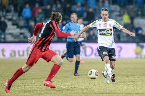 Die Künste von Altach-Topstürmer Hannes Aigner (r.) sind heute in Wolfsberg erneut sehr gefragt.