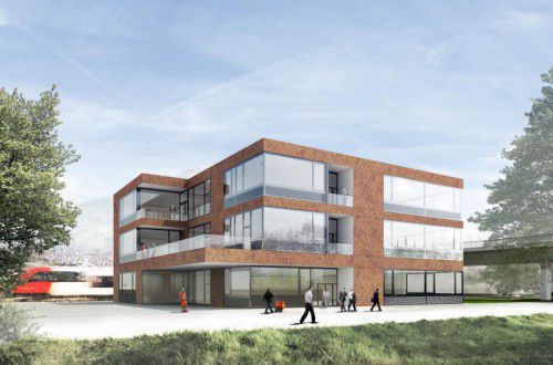 Liegt als Modell bereits auf dem Tisch: geplante neue ÖBB-Lehrwerkstätte für die Alpenstadt Bludenz.