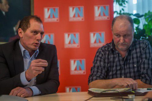Zwei Tage vor der Wahl trafen sich die beiden Spitzenkandidaten Moosbrugger (l.) und Hagspiel zu einem VN-Streitgespräch.