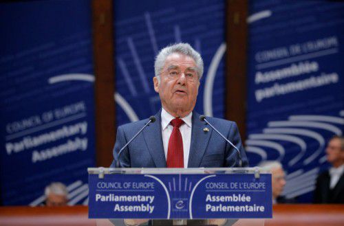 Anlässlich der 60-jährigen Mitgliedschaft Österreichs beim Europarat hielt Fischer eine Rede.