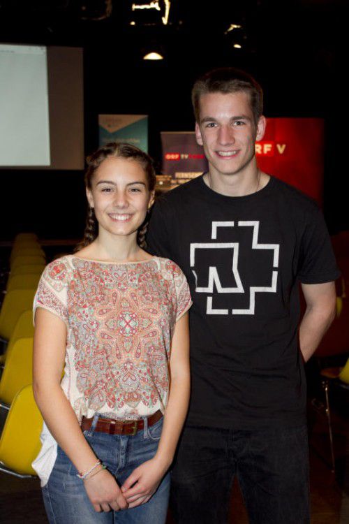 Die Gymnasiasten Victoria Barfus und Michael Meusburger.