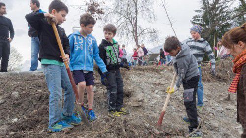 Die Volksschüler zeigten bei der Bepflanzungsaktion großen Eifer.