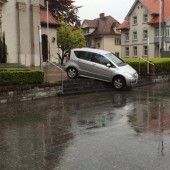 Auto auf Kirchentreppe geparkt