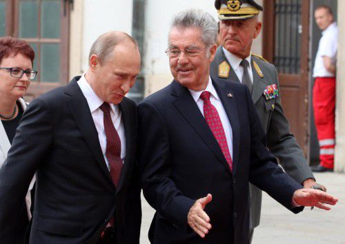 Russlands Präsident Wladimir Putin (l.) besuchte Heinz Fischer im Juni 2014 in Wien.
