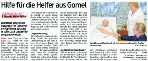 VN-Bericht vom 15. Jänner 2011: Marianne Mathis‘ mediale Aufklärungsarbeit hat bisher viel Positives bewirkt.
