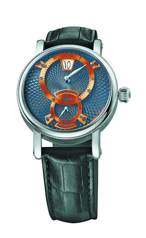 Zeitsprung in 3D: Von klassisch bis extravagant – der Flying Regulator Jumping Hour von Chronoswiss bietet mehrere Farb- und Materialvariationen. Bei Weirather Hohenems.