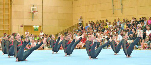Das siegreiche Team des TSZ Dornbirn erreichte am Boden mit 18,6, beim Tumbling mit 15,55 und in der Gesamtwertung mit 48,95 Punkten jeweils die Tageshöchstwerte.
