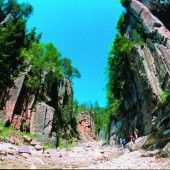 Saurierspuren in einem Canyon