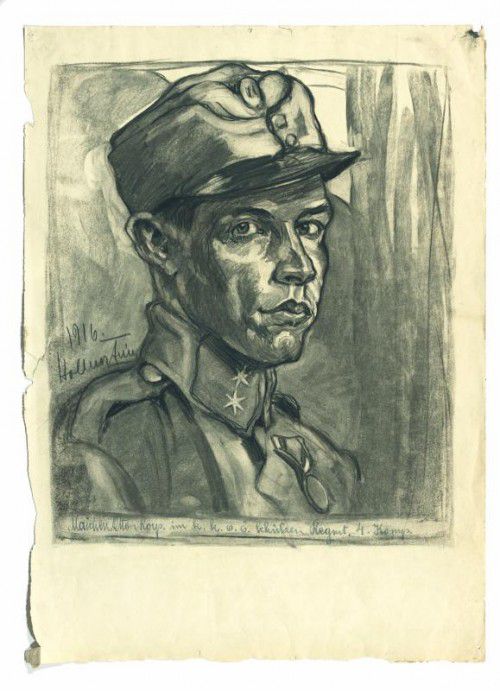 Selbstporträts privat und als Soldat von Stephanie Hollenstein.