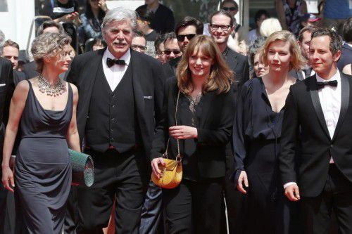 Lucy Russell, Peter Simonischek, Maren Ade, Sandra Huller und Trystan Putter bei der Präsentation von „Toni Erdmann“.