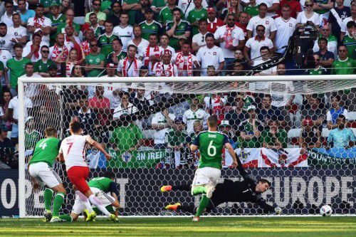 Arkadiusz Milik (Nummer 7) erzielte den entscheidenden Treffer zum 1:0 für Polen gegen Nordirland.