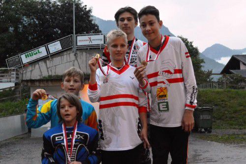 Die sechs Landesmeister des BMX-Clubs Bludenz.