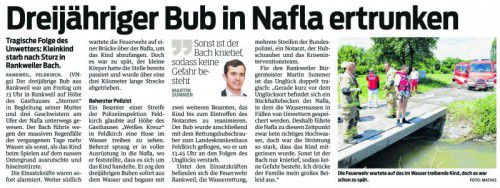 Eine ähnliche Tragödie ereignete sich erst am vergangenen Freitag in Rankweil (VN-Bericht vom 18. Juni 2016).