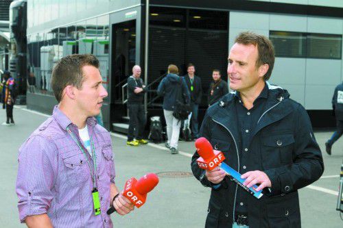 In Montreal kommentiert Christian Klien (l.) mit Ernst Hausleitner den F-1-GP, ansonsten ist sein Renn-Terminkalender ziemlich leer.