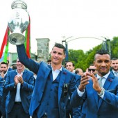 Portugals Nationalelf nach dem Gewinn des EM-Titels zurück in Lissabon