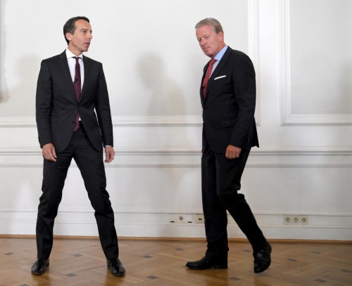 Kern (l.) und Mitterlehner präsentierten nach dem Ministerrat die Reform der Bankenabgabe.