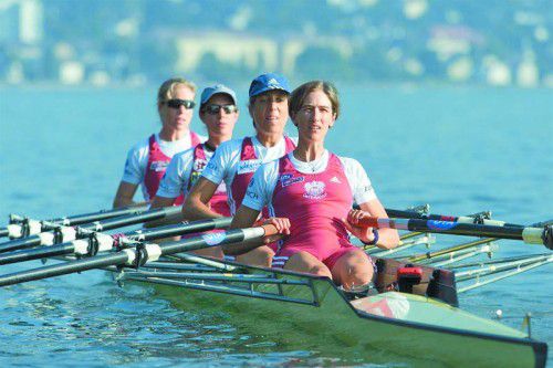 Bei der WM 2000 in Zagreb holte der Leichtgewichts-Doppelvierer mit Schlagfrau Monika Felizeter (r.), Michaela Taupe-Traer, Barbara Pirker und Karola Schustereder im A-Finale den sechsten Rang .