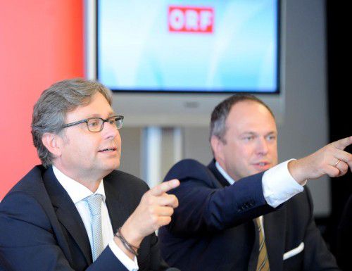 Der amtierende Generaldirektor Wrabetz (l.) und Finanzchef Grasl kämpfen um den ORF-Chefsessel. 