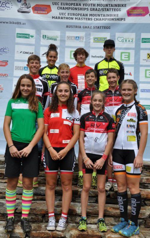 Die Vorarlberger Teilnehmer an der Moutainbike-Jugend-Europameisterschaft in Graz-Stattegg.