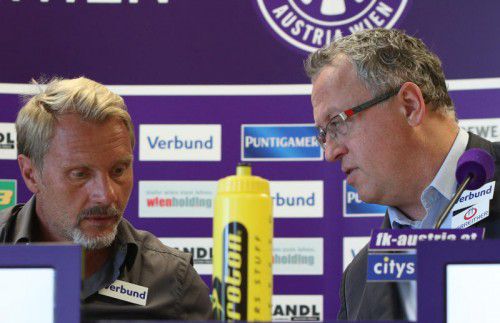 Fokussiert auf Altach: Thorsten Fink und Sportchef Franz Wohlfahrt.