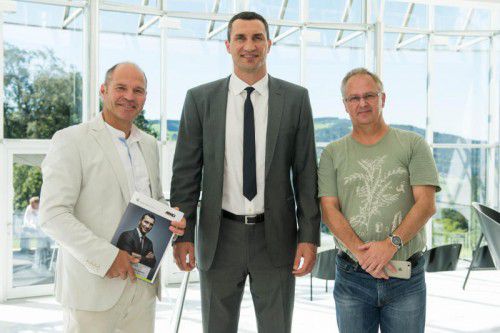 Marc Girardelli, Wladimir Klitschko und VN-Redakteur Klaus Hämmerle.