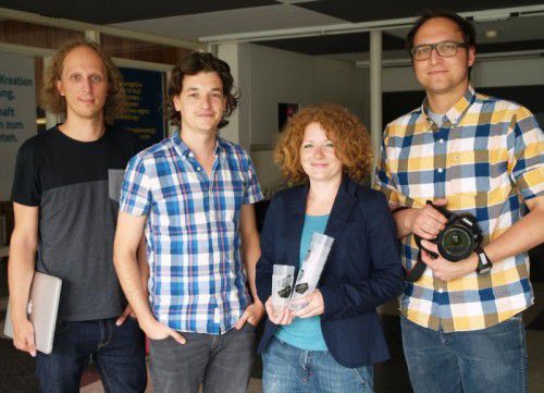 Organisatorin Conny Ammann mit den Workshop – Leitern Christian Rettenberger sowie Mathias Berger und Michael Denz.