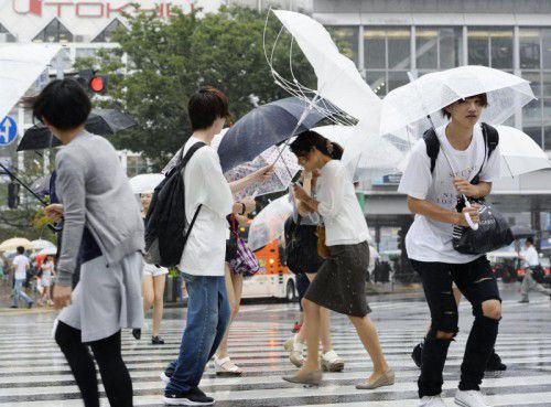 Taifun „Mindulle“ fegte am Montag mit viel Regen über den Osten und Nordosten Japans hinweg.