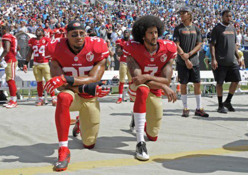 Demonstriert gegen Gewalt: Colin Kaepernick. Foto: ap