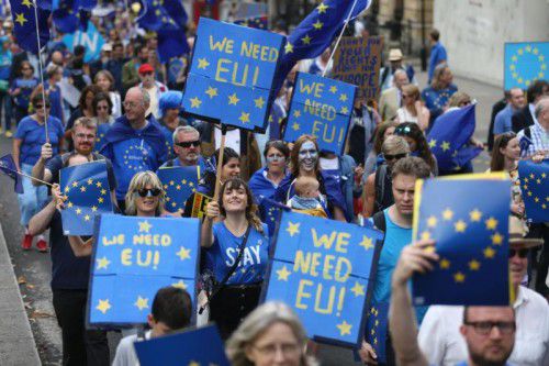 Erst am 3. September demonstrierten in London wieder Tausende Briten für den Rückzug vom Brexit. Foto: AFP