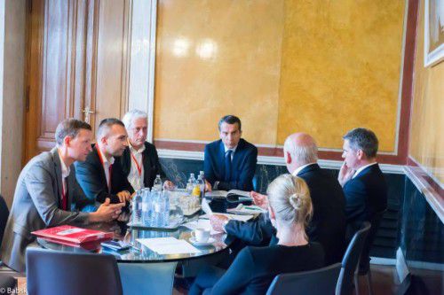 Wolfgang Fritz, Dominik Steinwidder, Norbert Loacker, Christian Kern, Martin Dünser und Egon Blum, v.l.