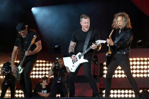 Band „Metallica“ bei einem Auftritt vor einigen Wochen in New York: „Wir können noch richtig Gas geben.“ Foto: Reuters