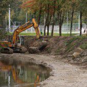 Hochwasserschutz an der Leiblach im Gange