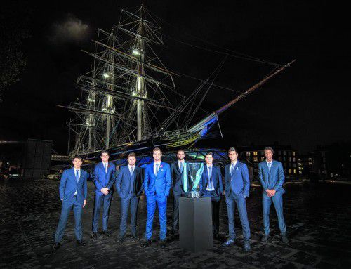 Die glorreichen Acht: Kei Nishikori, Milos Raonic, Stan Wawrinka, Andy Murray, Marin Cilic, Dominic Thiem, Novak Djokovic und Gael Monfils. apa